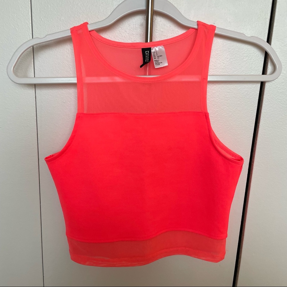 H&M Coral Mesh detail crop top size S